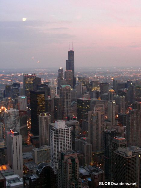 Postcard Chicago in sunset