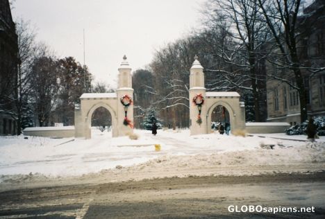 Postcard View of the IUB Gate in Fall