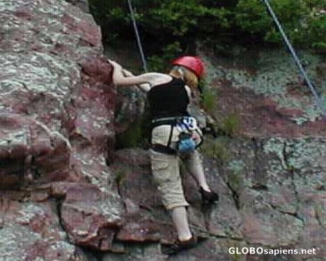 Postcard Me climbing at Blue Mounds State Park