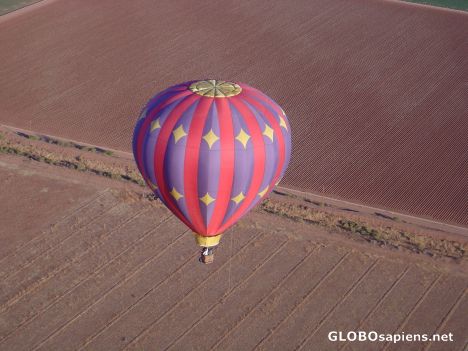 Postcard Looking Down from One Hot Air Balloon to another
