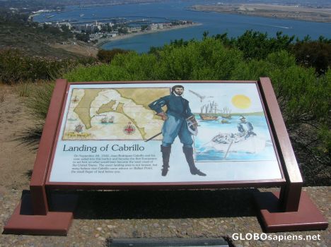Postcard Plaque to Cabrillo, the discoverer of California