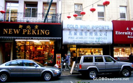 Postcard Chinatown shops