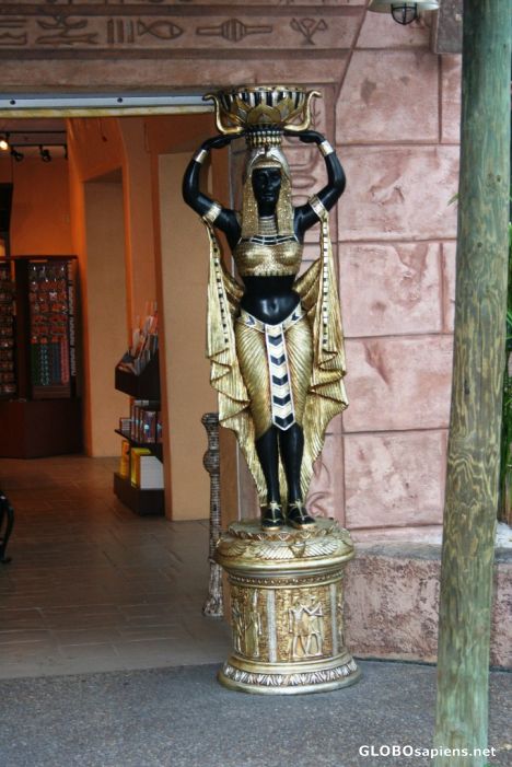 Postcard Busch Gardens; Egypt area and the tomb entrance