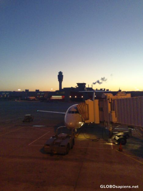 Postcard Early morning at world's biggest airport