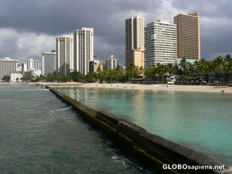 Postcard Looking at Waikiki Beach