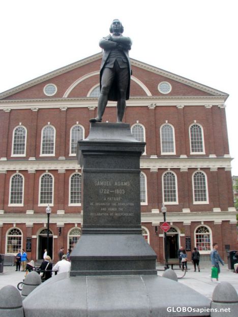 Postcard Samuel Adams and Faneuil Hall