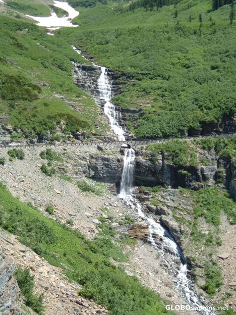 Postcard Waterfall under road