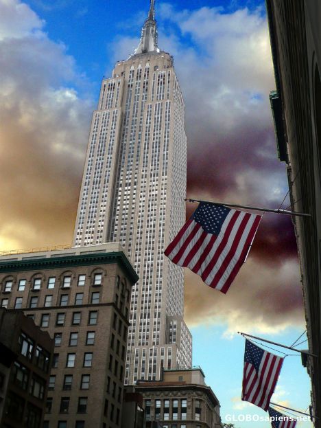 Postcard Broken clouds above the Empire State Building