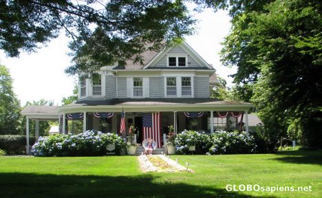 Postcard Victorian Mansions on the Fourth of July