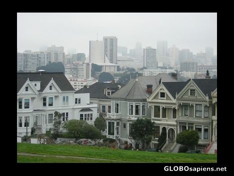 Postcard Alamo square Victorians