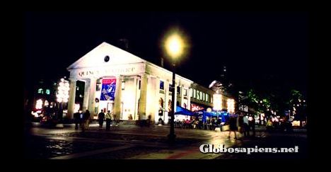 Postcard Faneuil Hall and Quincy Market