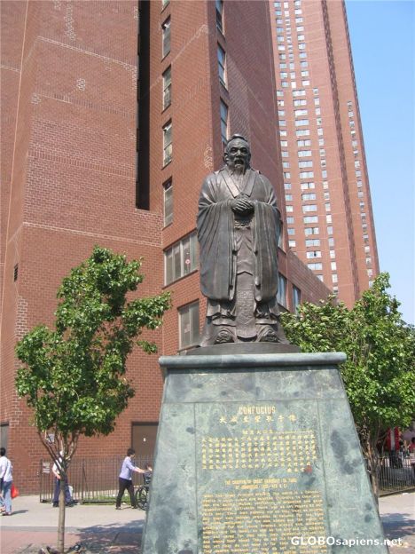 Postcard Confucius in New York