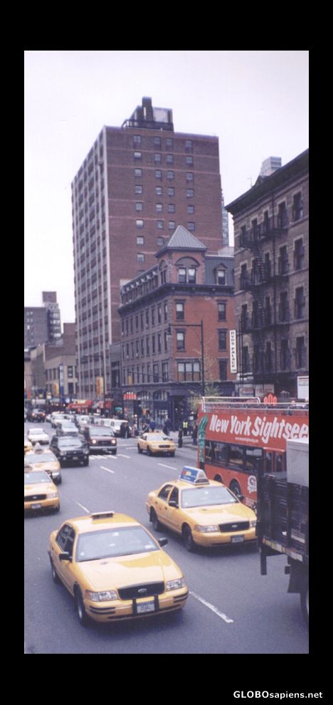 Postcard busses and cabs