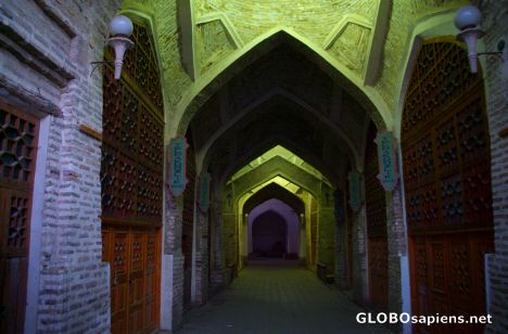 Postcard Bukhara - Toki Telpak Furushon at night