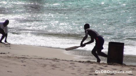 Postcard Cricket on the beach
