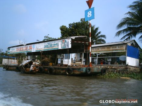 Postcard Petrol station on the river?
