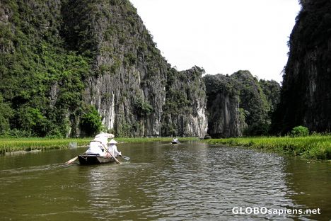 Postcard Tam Coc, on the Ngo Dong River near Ninh Binh.