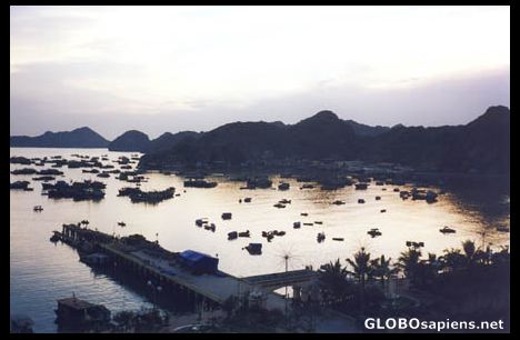 Postcard Cat Ba city view.
