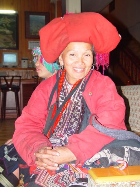 Postcard Red Dzao Lady