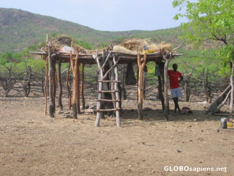 Postcard Storage area of Himba family