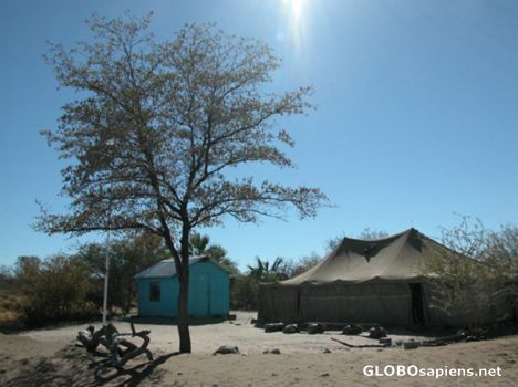 Postcard Namibia-Botswana border office.