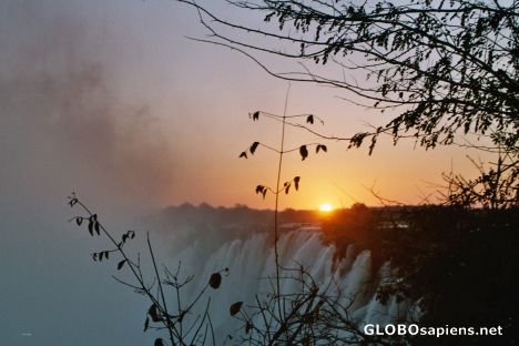 Postcard Victoria Falls Sunset taken from the Zambia side
