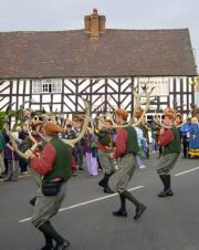The Horn Dance being performed outside The Goats Head pub just after 8.00am The Horn Dance being performed outside The Goats Head pub just after 8.00am