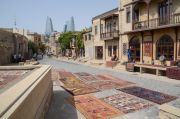 Carpets in the old town, by the Maiden Tower