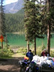 Luellen Lake and our messy dinner table. Luellen Lake and our messy dinner table.