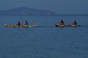 Fishing boats on the Lake Malawi, in the morning coming back Fishing boats on the Lake Malawi, in the morning coming back