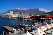 The Waterfront and the cloud sliding down the Table Mountains viewed from a restaurant balcony The Waterfront and the cloud sliding down the Table Mountains viewed from a restaurant balcony