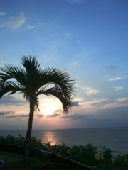 sunset view from Bocagrande hotel swimming pool