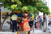 street cafes and sellers outside the castle