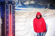 In a mock blizzard at the Antarctic Centre In a mock blizzard at the Antarctic Centre
