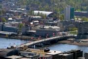 Main City Bridge. Railway station in front and Marienlyst Sport Area in back of picture