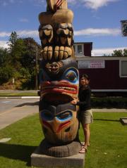 Totem poles dot the streets