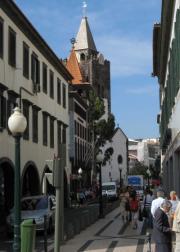 Note the tiled spire of the cathedral