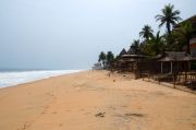 Stretch of the beach with beach bars Stretch of the beach with beach bars