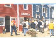 German tourists walking in Helgoland Unterland streets