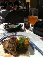 Grilled white fish and the Keisari EloWehnä wheat beer at the Aino restaurant Grilled white fish and the Keisari EloWehnä wheat beer at the Aino restaurant