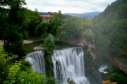 The waterfall seen from the path leading to the main coach station.