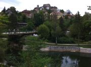 Jajce old town with the fortress on the hill.