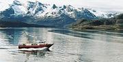 Arctic Circle - shore trip leaving in small boat.