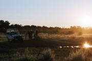 Sundowner drink in moremi game reserve near the khwai river