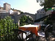 Labirint Restaurant and the view of the Old Bridge.