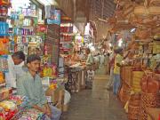 crowded market district