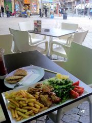 Shredded chicken dish at the Eleftherias Square Shredded chicken dish at the Eleftherias Square