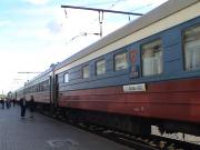 View of the train from the platform in Orsha.