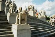 Details of sculptures on steps to Monolith