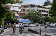 Two policemen on their bikes in central Papeete Two policemen on their bikes in central Papeete
